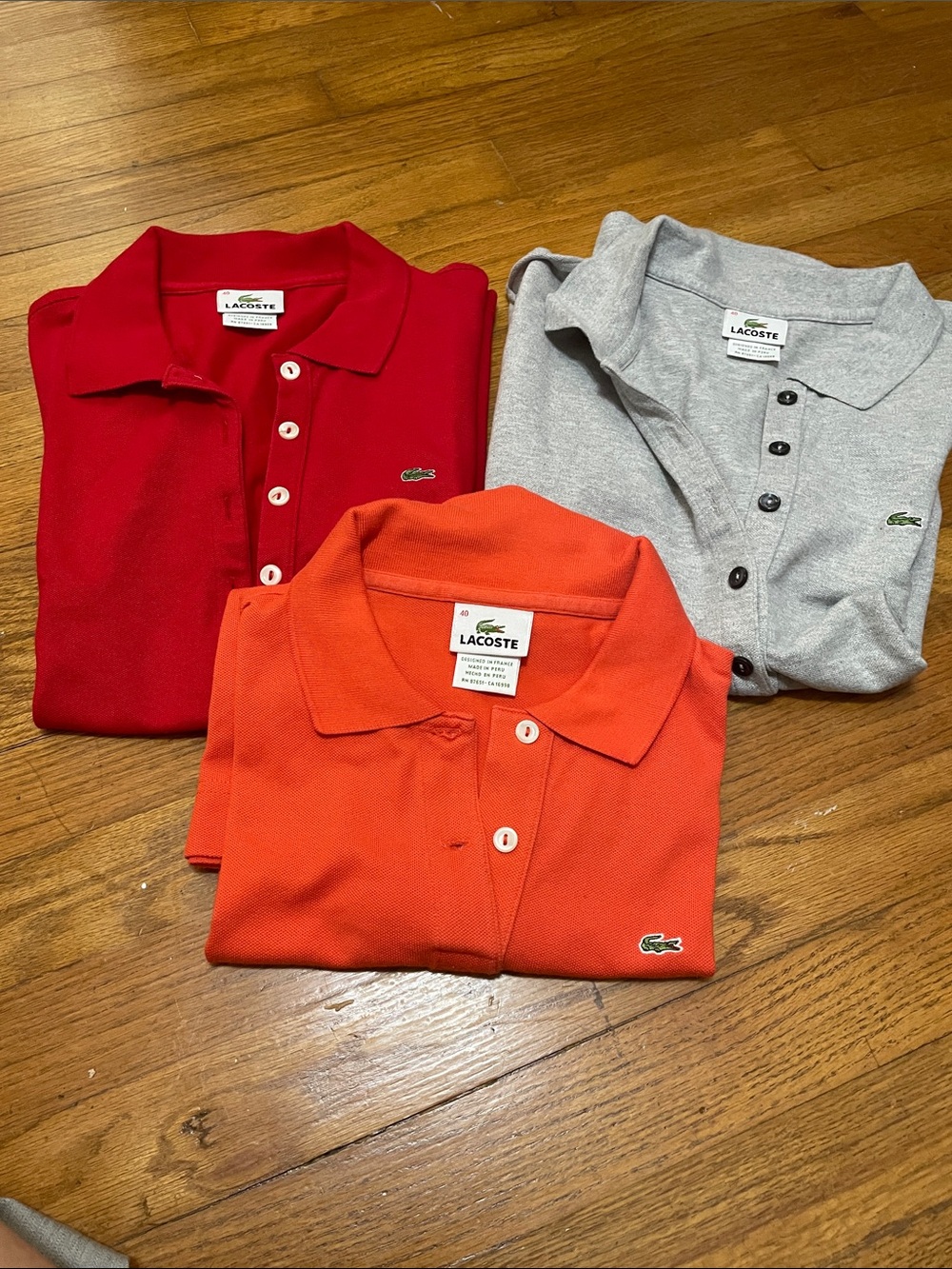 Lacoste Polo Set in Red, Orange & Gray